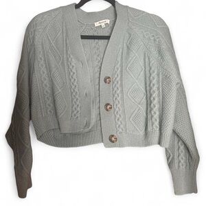 Madewell Soft Green Cable Knit Cardigan